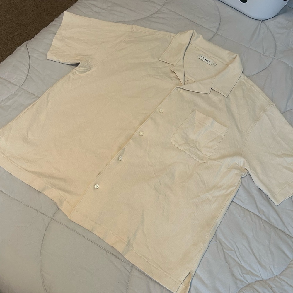 Frame Denim Men's Beige Button Down Shirt